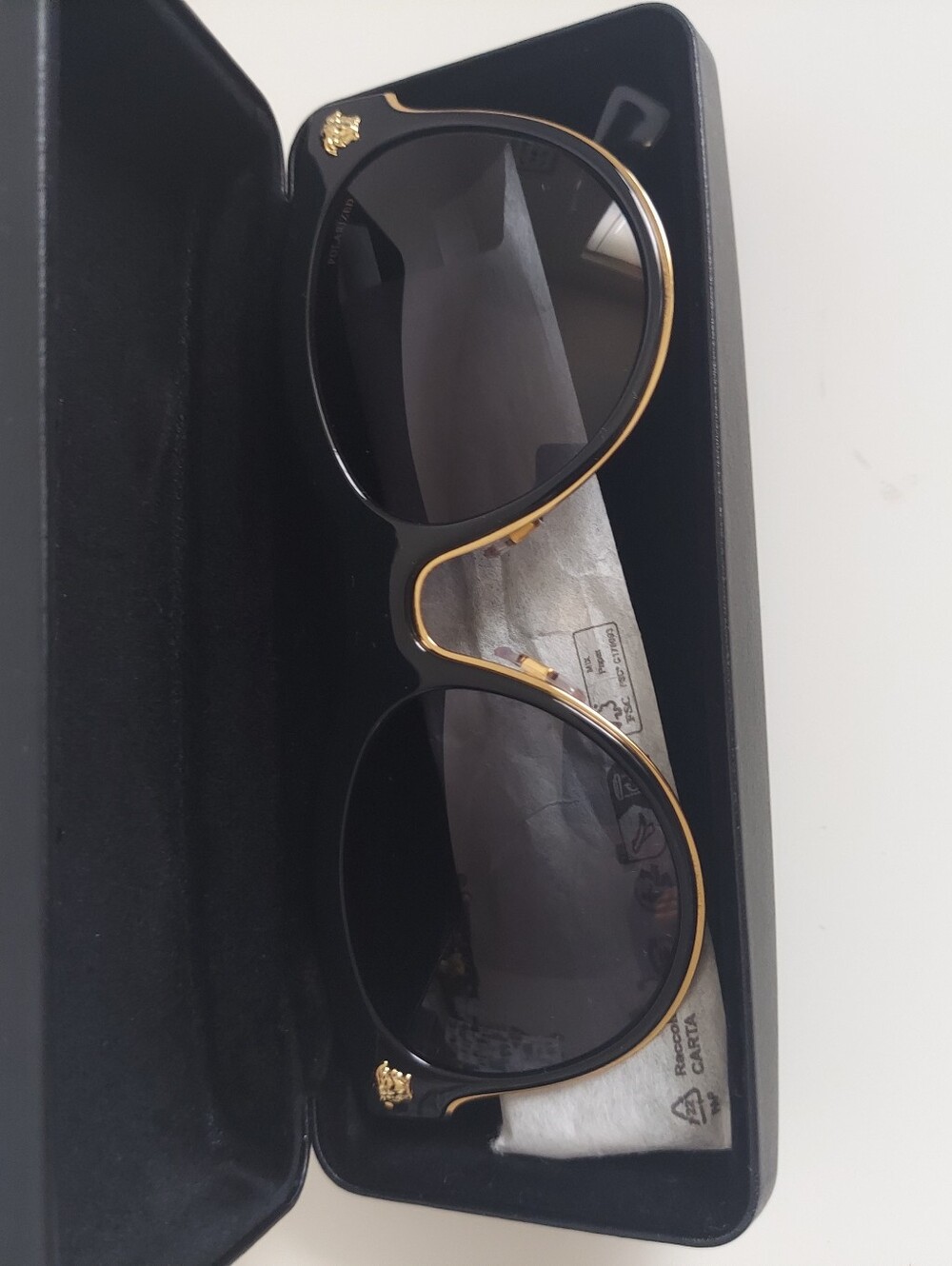 Versace Black and Gold Round Women's Sunglasses